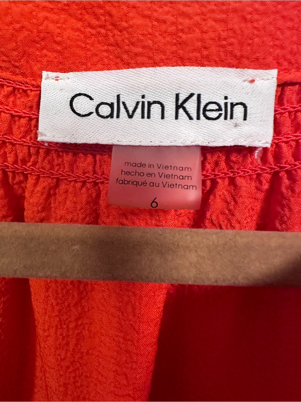 Calvin Klein Bright Orange Short-Sleeve Tie-Waist Mini Dress - Picture 2 of 4